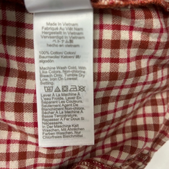 NWOT J. Crew Gingham Flannel Red White  Square Neck Ruffle 100% Cotton Top S - Picture 4 of 8
